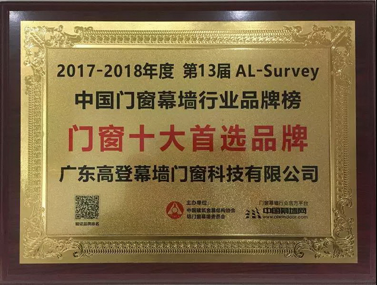 2017-2018年門(mén)窗十大首選品牌